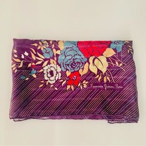 Francoise Guerin Paris Vintage Purple Floral Silk Scarf